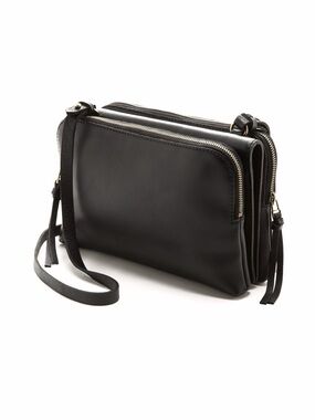Madewell Leather Twin Pouch Crossbody Bag In Black